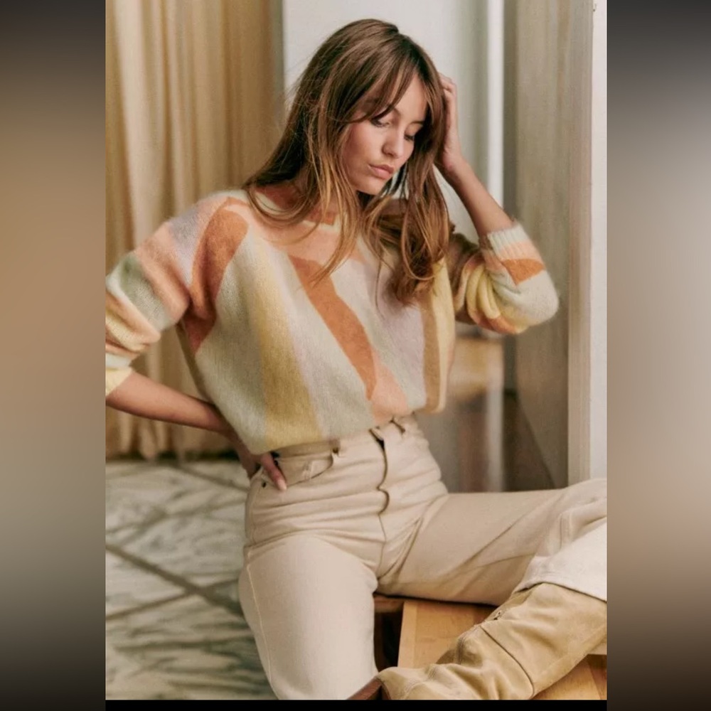 Sezane Amiclie jumper leaves print pullovers sweater